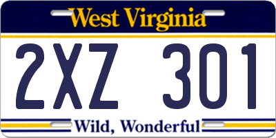 WV license plate 2XZ301