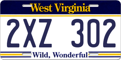 WV license plate 2XZ302