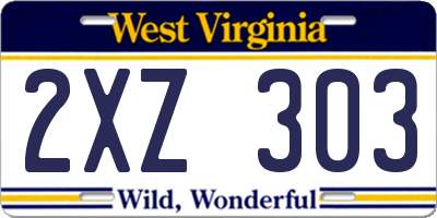 WV license plate 2XZ303