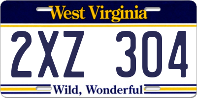 WV license plate 2XZ304