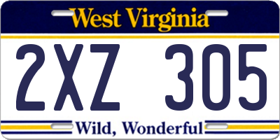 WV license plate 2XZ305