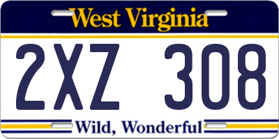 WV license plate 2XZ308