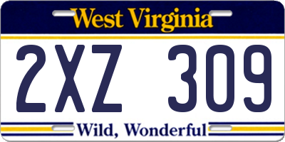 WV license plate 2XZ309