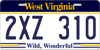 WV license plate 2XZ310