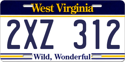 WV license plate 2XZ312