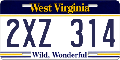 WV license plate 2XZ314