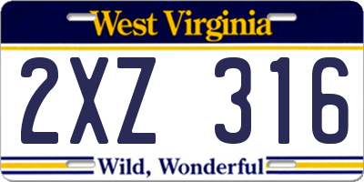 WV license plate 2XZ316