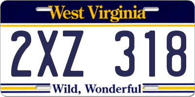 WV license plate 2XZ318