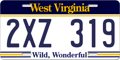 WV license plate 2XZ319