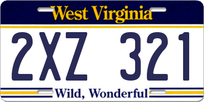 WV license plate 2XZ321