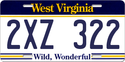 WV license plate 2XZ322