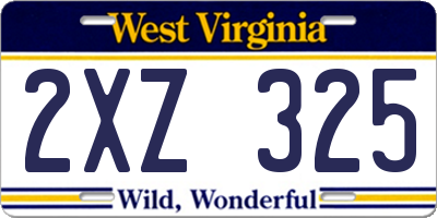 WV license plate 2XZ325