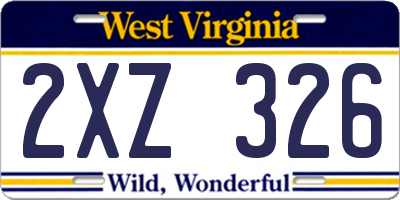 WV license plate 2XZ326