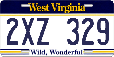 WV license plate 2XZ329