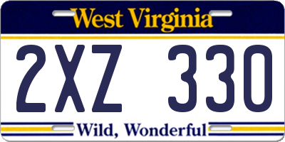 WV license plate 2XZ330