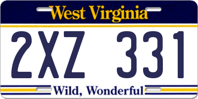 WV license plate 2XZ331