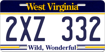 WV license plate 2XZ332