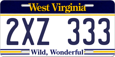 WV license plate 2XZ333