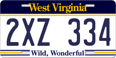 WV license plate 2XZ334
