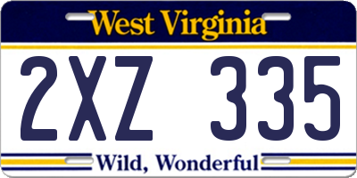 WV license plate 2XZ335