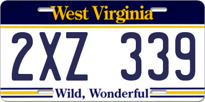 WV license plate 2XZ339