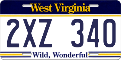 WV license plate 2XZ340