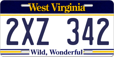 WV license plate 2XZ342
