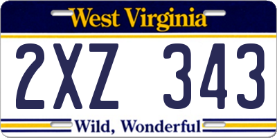 WV license plate 2XZ343