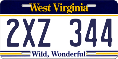 WV license plate 2XZ344