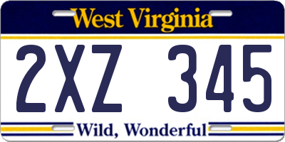 WV license plate 2XZ345