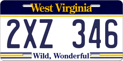 WV license plate 2XZ346