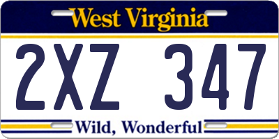 WV license plate 2XZ347