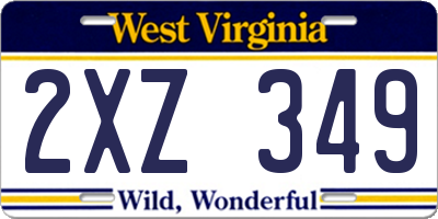 WV license plate 2XZ349