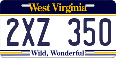 WV license plate 2XZ350