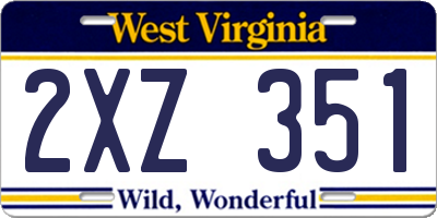 WV license plate 2XZ351