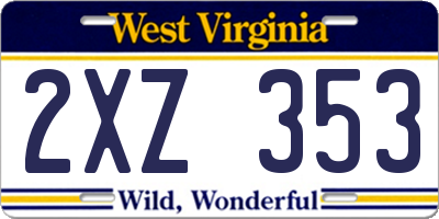 WV license plate 2XZ353