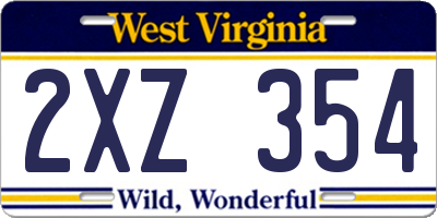 WV license plate 2XZ354