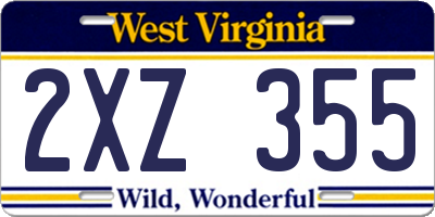 WV license plate 2XZ355