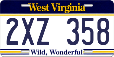 WV license plate 2XZ358