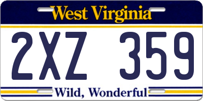 WV license plate 2XZ359