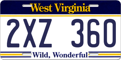 WV license plate 2XZ360