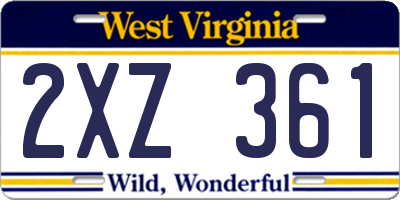 WV license plate 2XZ361