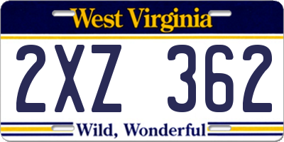 WV license plate 2XZ362