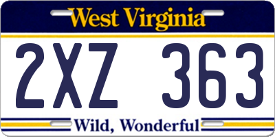 WV license plate 2XZ363