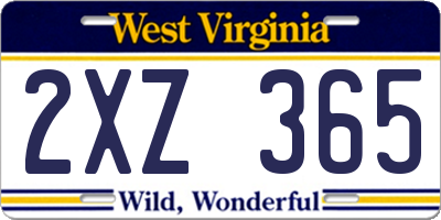 WV license plate 2XZ365