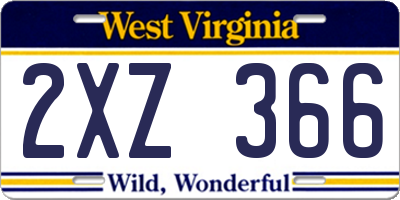 WV license plate 2XZ366