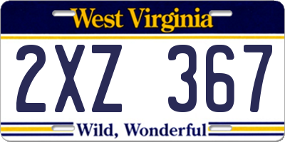 WV license plate 2XZ367