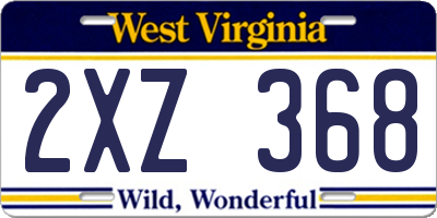 WV license plate 2XZ368