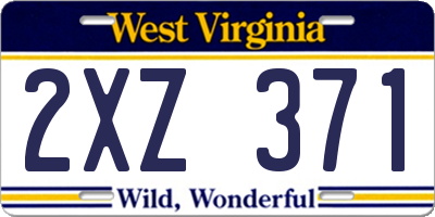 WV license plate 2XZ371