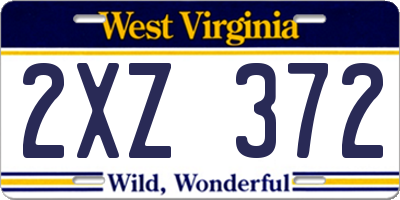 WV license plate 2XZ372